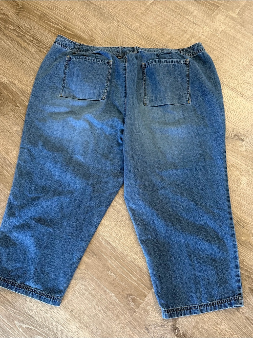 Relaxed Blue Denim Cropped Carpenter Pants Size 24 - Picture 2 of 4